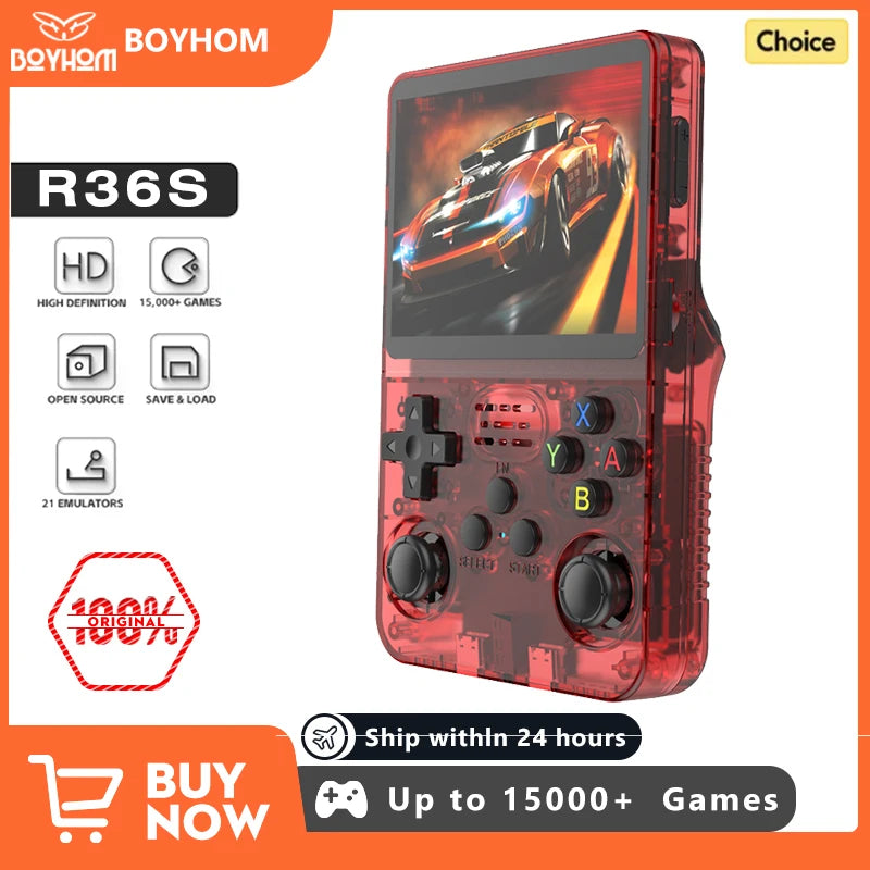 R36S Retro Handheld Video Game Console Linux System 3.5 Inch IPS Screen Portable Player 64GB GamesMultiple colors are available