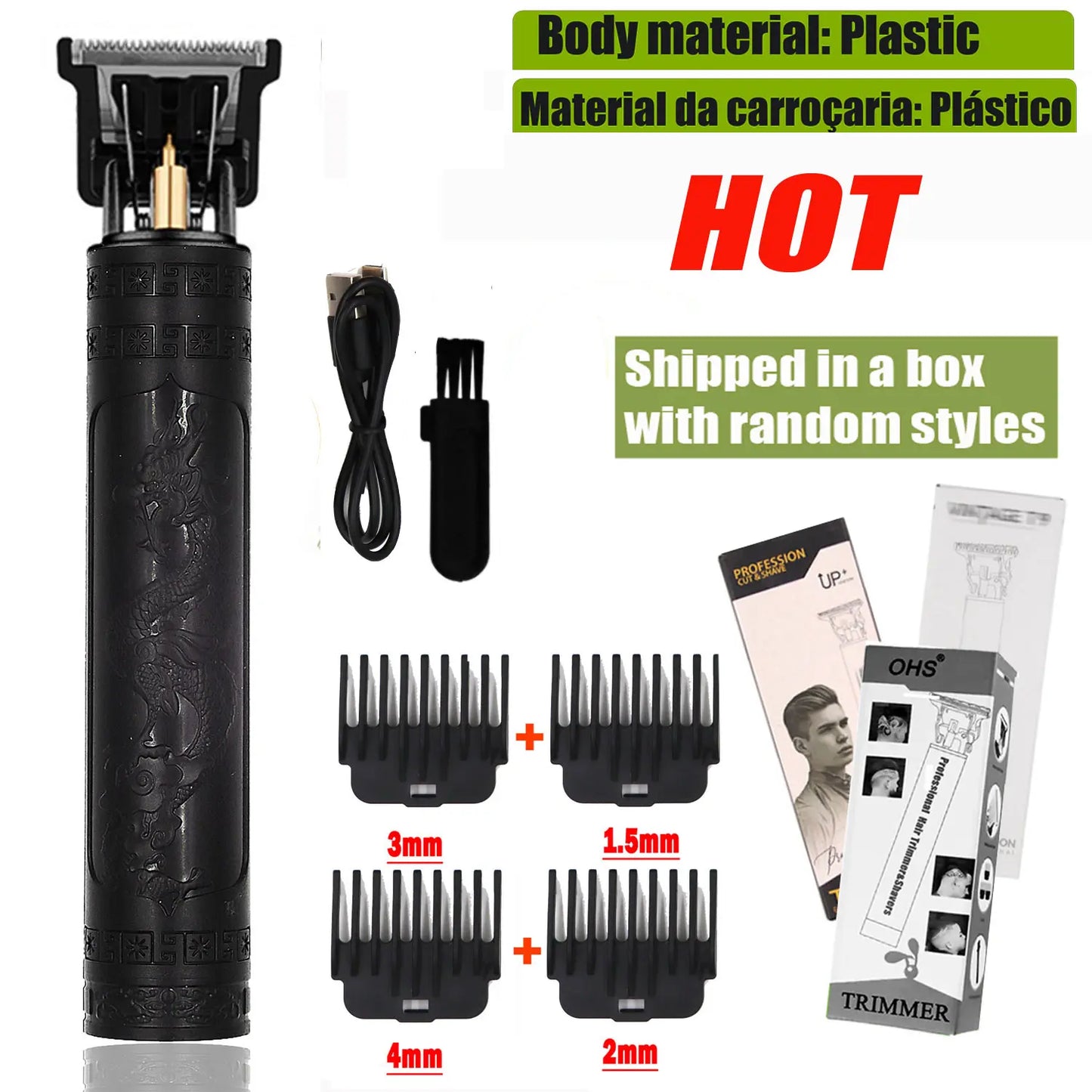 2025 T9 HairClipper Beard Shaving Body Hair Trimmer Clippers Electric Machine Men Haircut Machine 0mm Barber ShaverDragon Carved