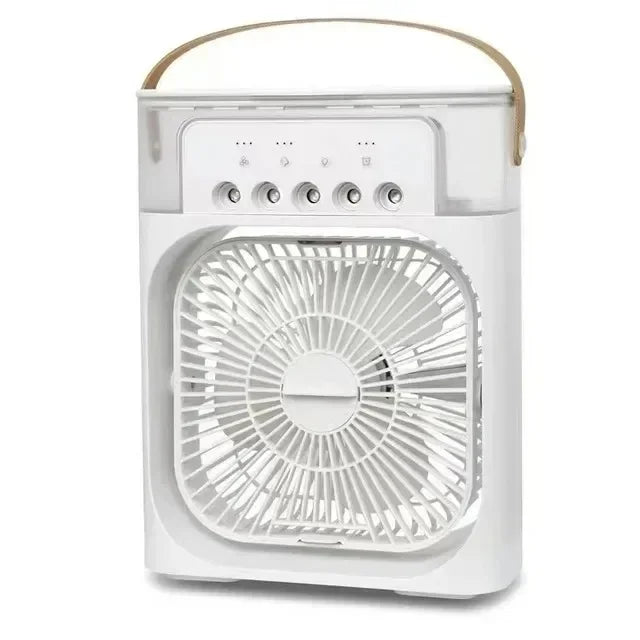 Spray fan portable household three in one small air cooler, 7-color LED night light, 5-hole humidifier, 1-3 hour timer