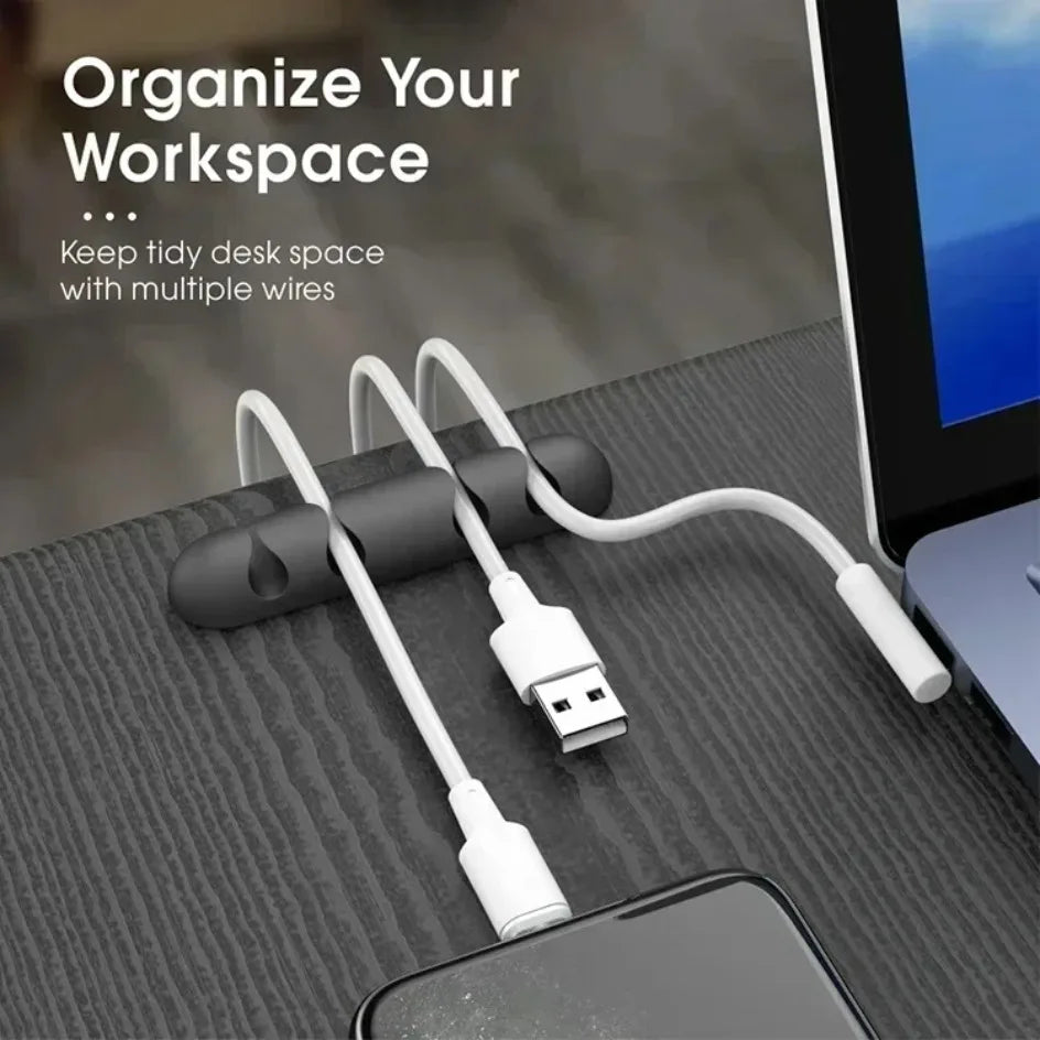 Organizador de cabos de silicone, enrolador de cabo usb, clipes de gerenciamento, suporte para mouse e teclado