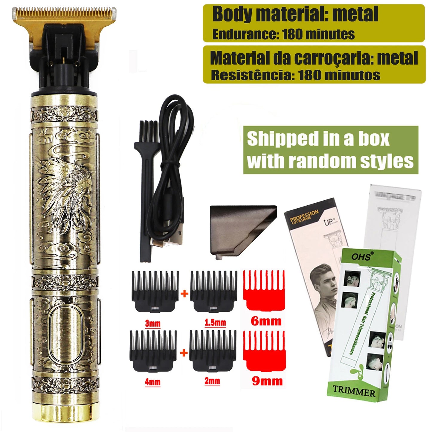2025 T9 HairClipper Beard Shaving Body Hair Trimmer Clippers Electric Machine Men Haircut Machine 0mm Barber ShaverDragon Carved