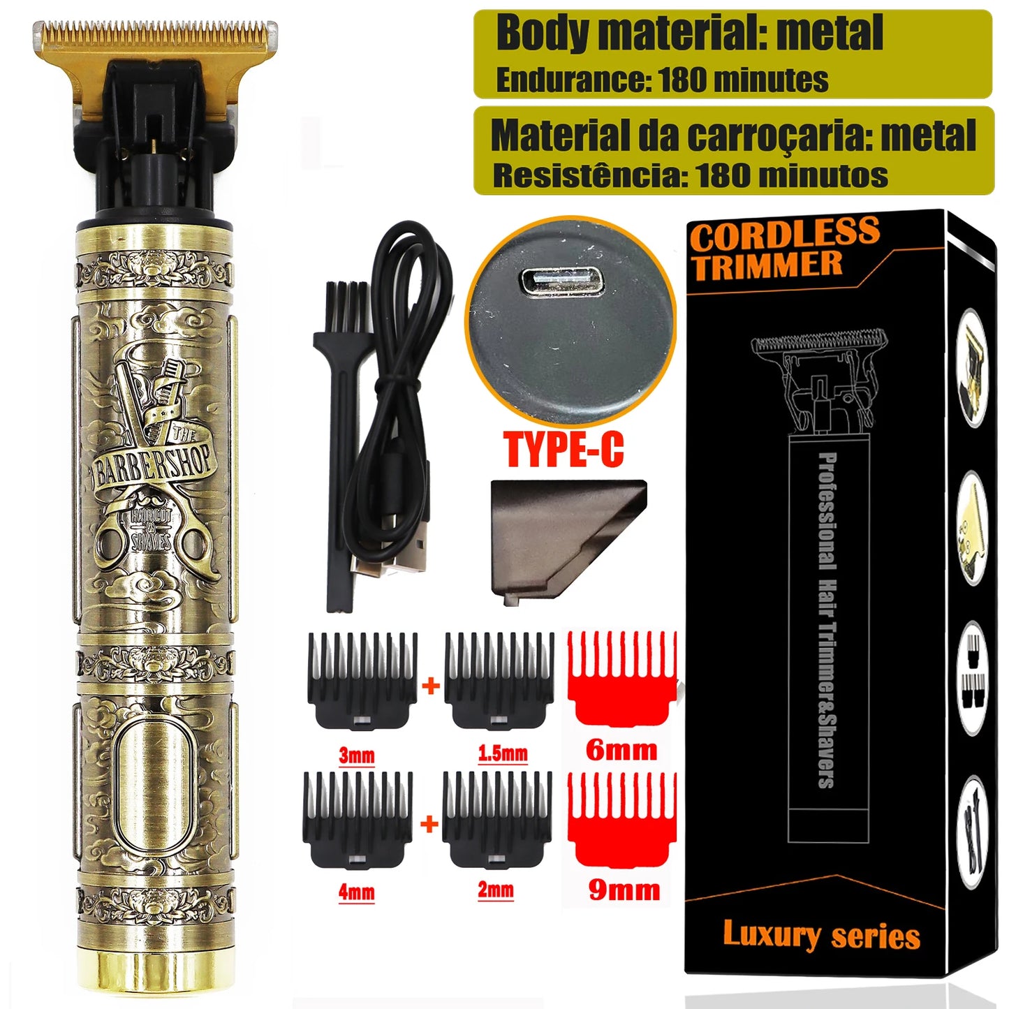 2025 T9 HairClipper Beard Shaving Body Hair Trimmer Clippers Electric Machine Men Haircut Machine 0mm Barber ShaverDragon Carved