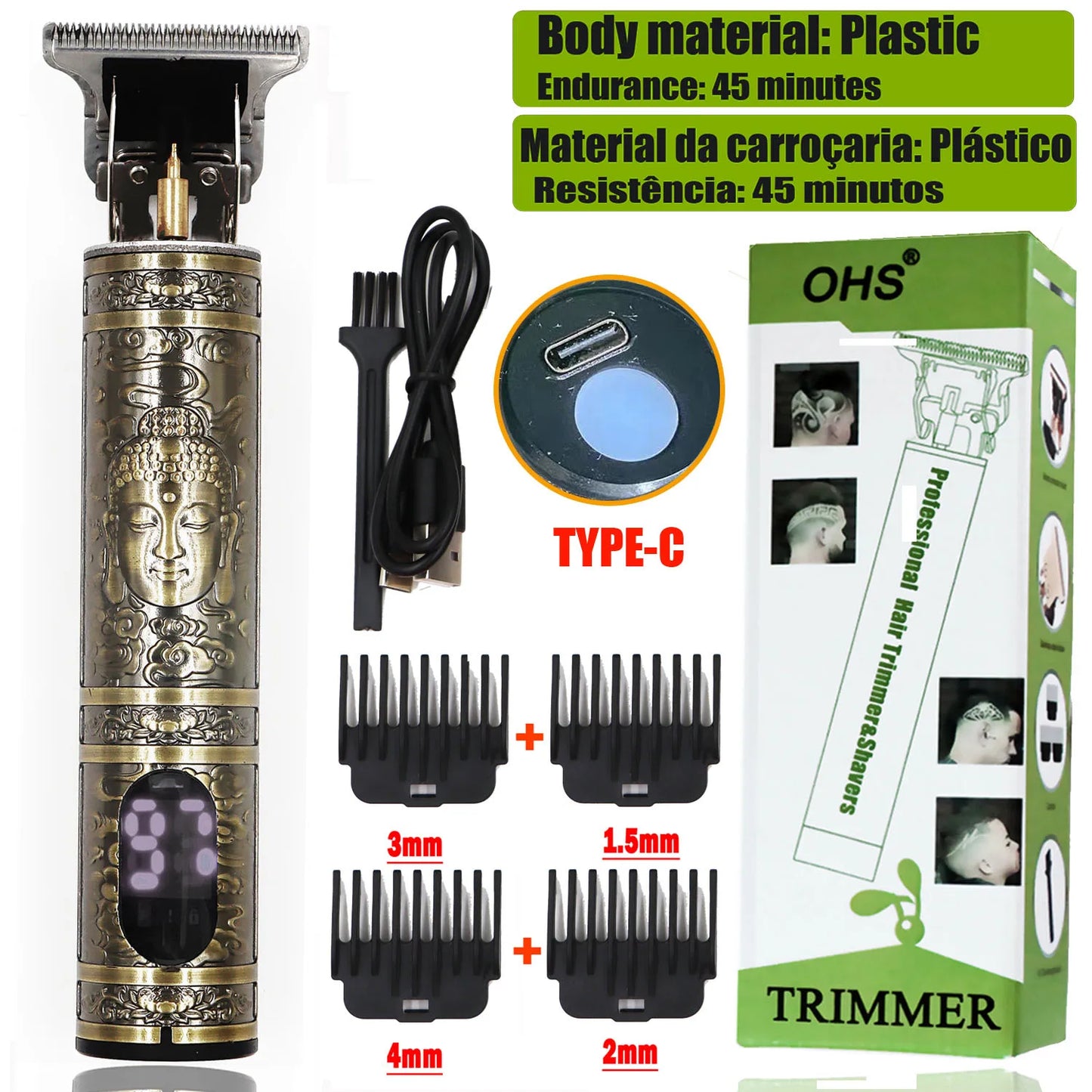 2025 T9 HairClipper Beard Shaving Body Hair Trimmer Clippers Electric Machine Men Haircut Machine 0mm Barber ShaverDragon Carved