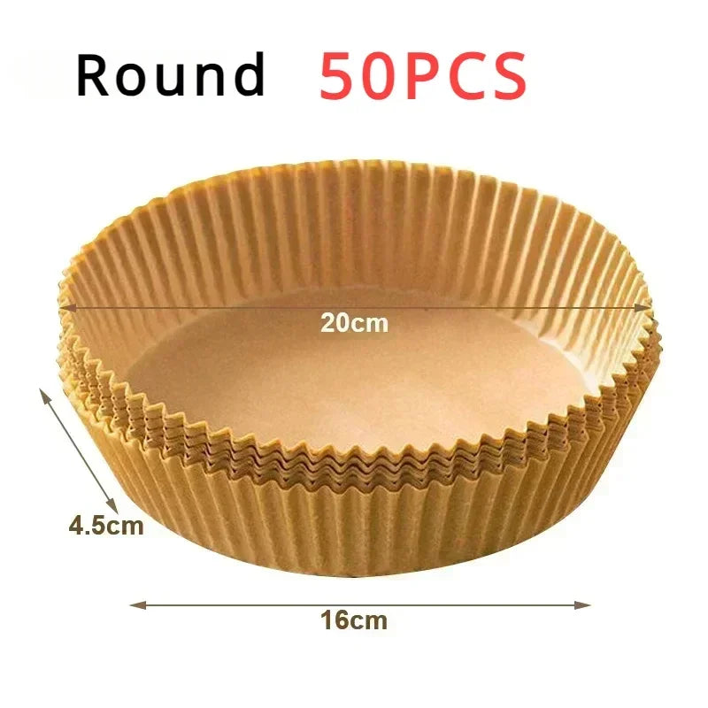 50Pcs Disposable Air Fryer Paper Oil Absorbing And Anti Oil Paper Tray Non Stick Baking Pad Large Toughness Square