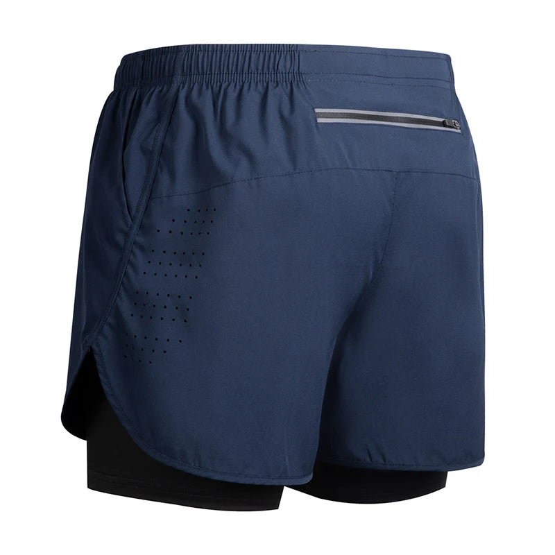 2025New Men's Fitness Training Shorts Summer 2 In 1 Quick Dry Gym Beach Running Double-deck Shorts Outdoor Sportswear Men shorts