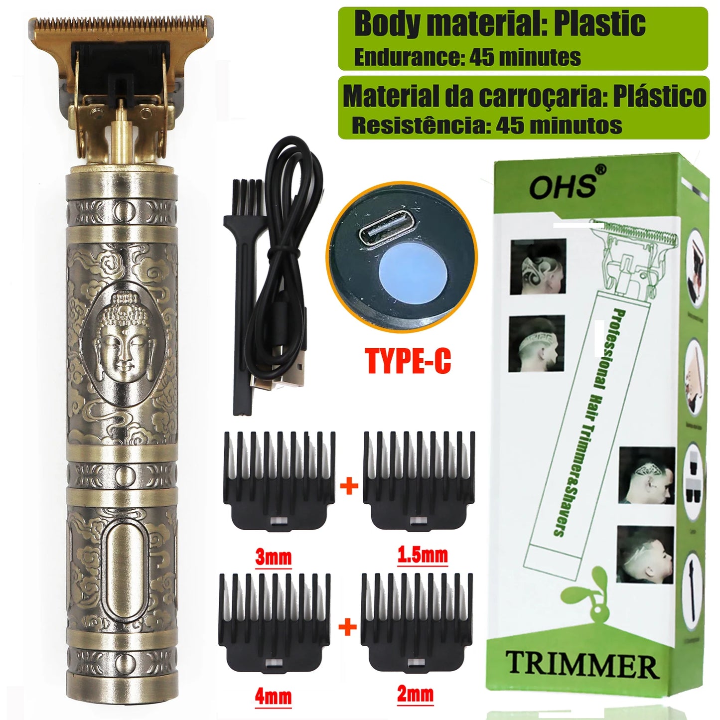 2025 T9 HairClipper Beard Shaving Body Hair Trimmer Clippers Electric Machine Men Haircut Machine 0mm Barber ShaverDragon Carved