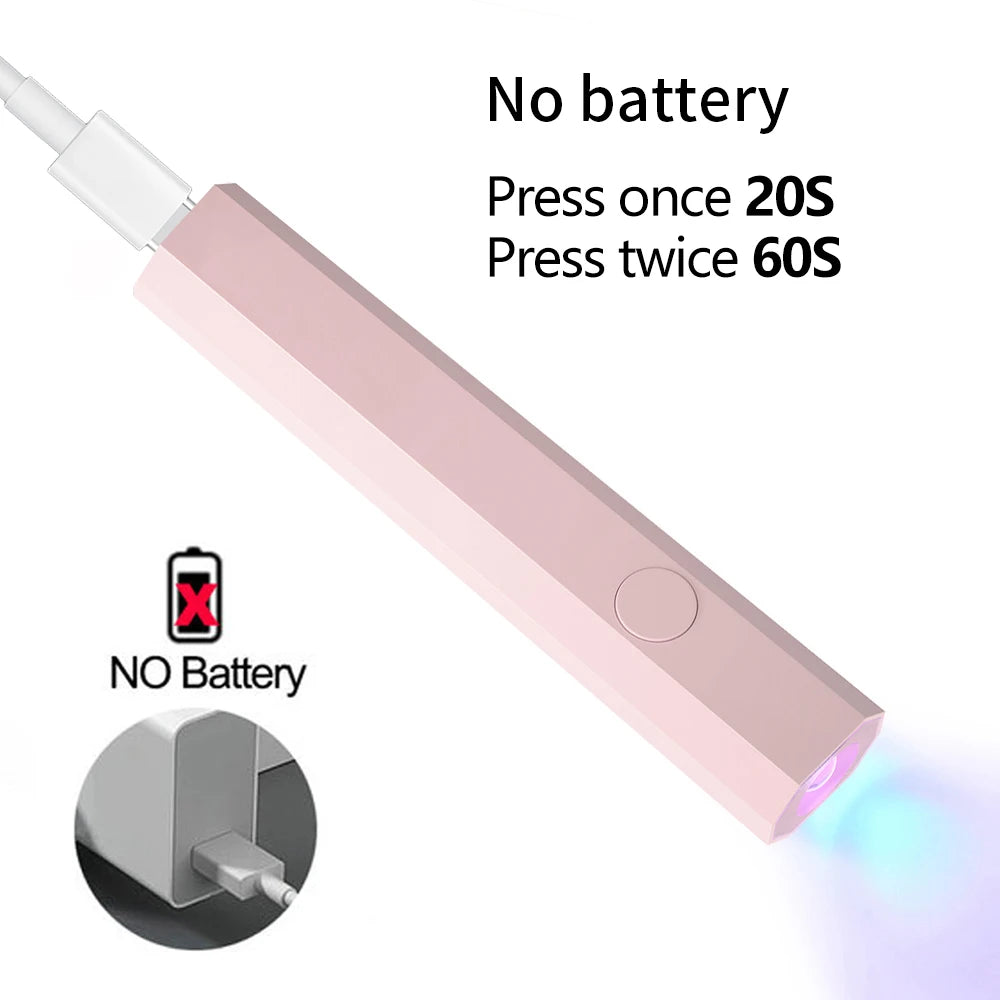Portable Handheld Flashlight UV Mini Nail Gel Lamp UV Led For Gel Polish Quick Dry Pen USB Nail Drying Machine UV LED Nail Lamp