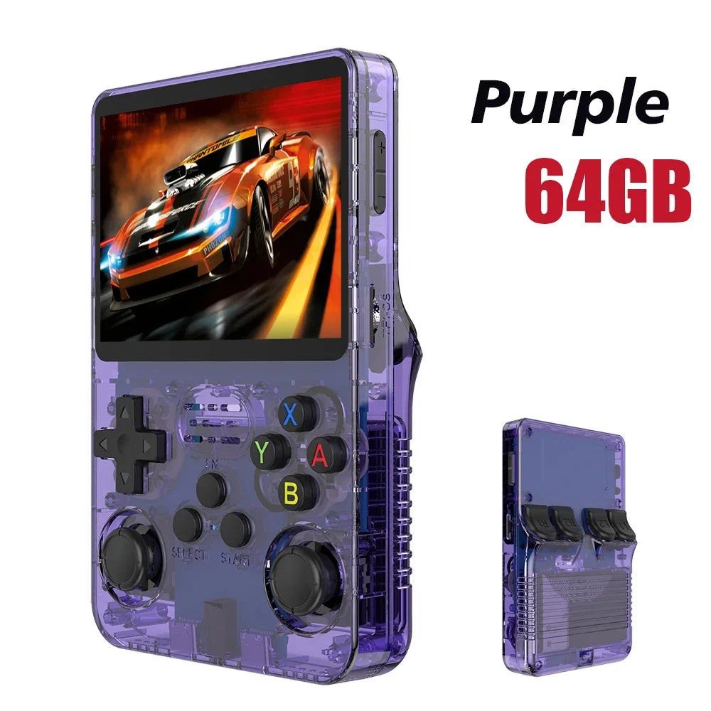 R36S Retro Handheld Video Game Console Linux System 3.5 Inch IPS Screen Portable Player 64GB GamesMultiple colors are available