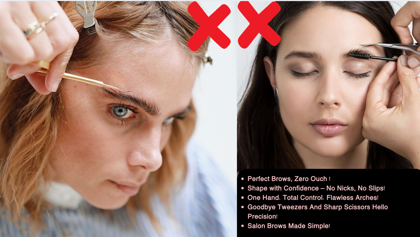 Pink eyebrow trimming scissors with built-in comb - stainless steel, precise grooming tool, creating perfect eyebrows