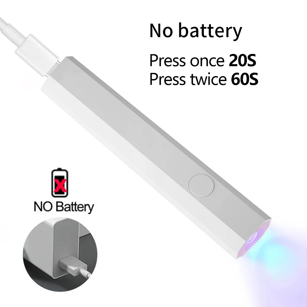 Portable Handheld Flashlight UV Mini Nail Gel Lamp UV Led For Gel Polish Quick Dry Pen USB Nail Drying Machine UV LED Nail Lamp