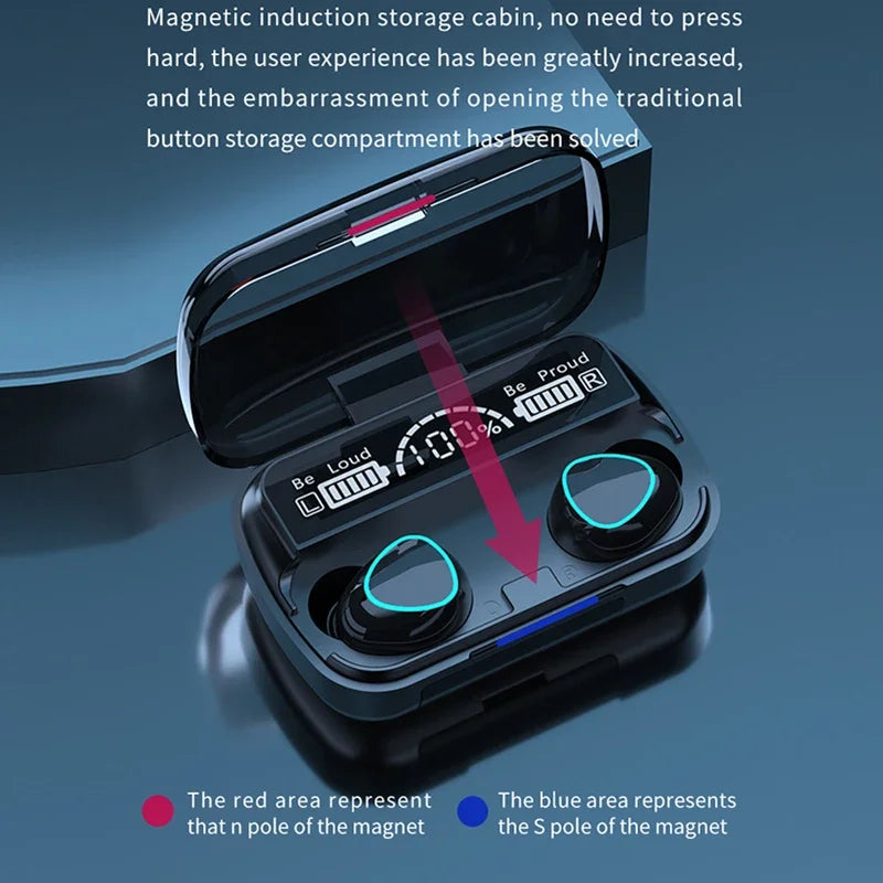 TWS M10 Wireless Bluetooth Headset with Charge Box for Phone Noise Cancelling Mic Earbuds LED Display Headphones Sport Earphones