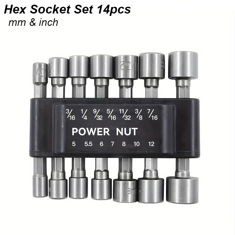 Powerful Socket Inner Hexagonal Wrench Hexagonal Handle Screwdriver Socket Extension Rod Pneumatic Screwdriver Insert Tool Set