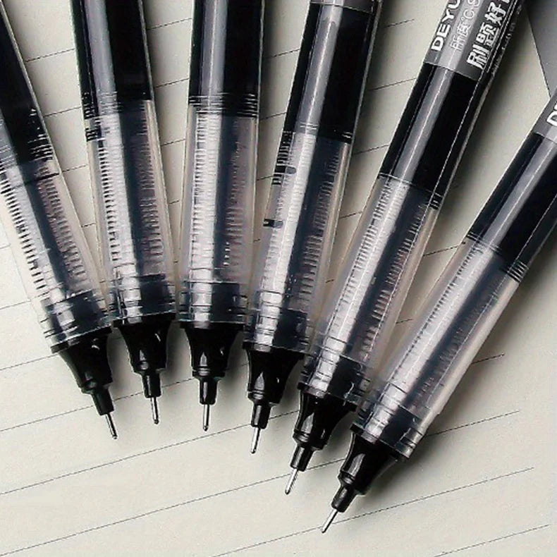 24 Pcs Straight Liquid Ball Pen Quick Drying Test Signature Gel Pen 0.5mm Black Blue Ink School Office Ball Pen