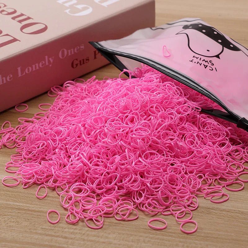 500/1000/2000pcs Girls Colourful Disposable Rubber Band Hair Ties Headband Children Ponytail Holder Bands Kids Hair Accessories